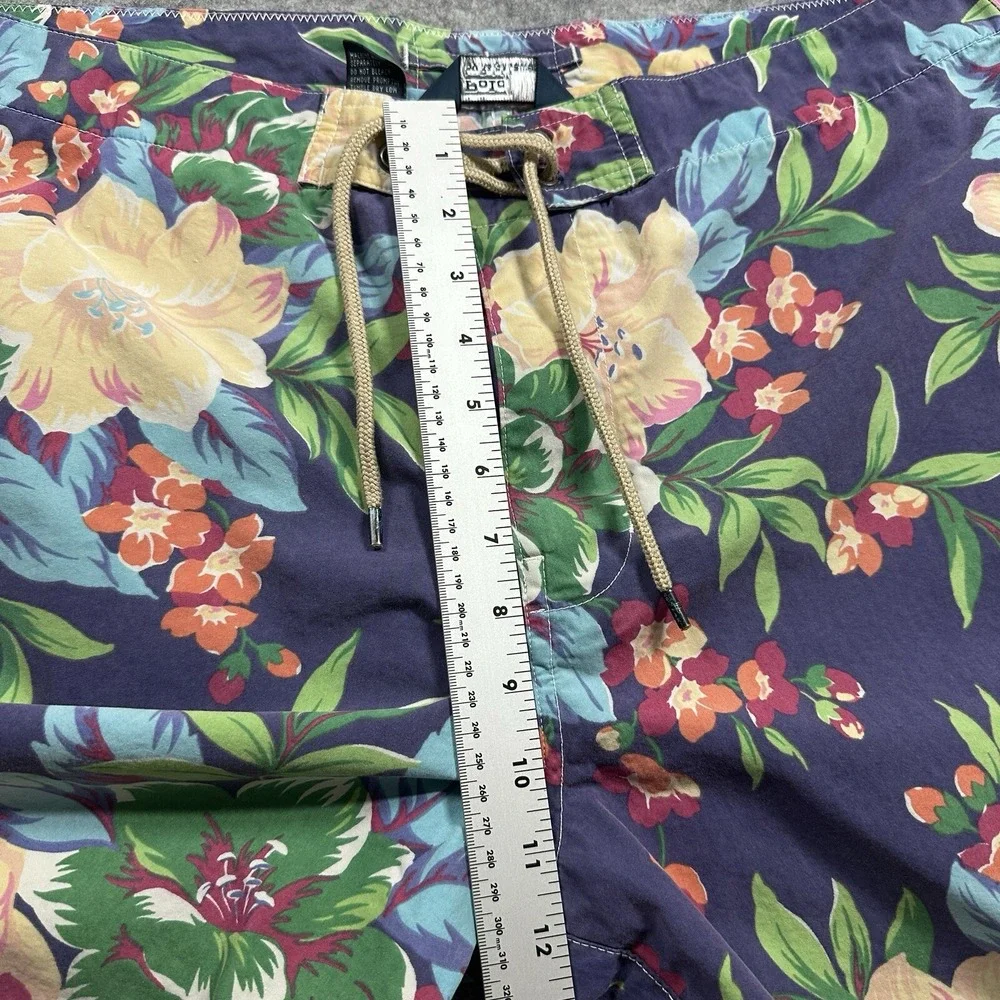 Polo Ralph Lauren Board Shorts Mens 38 Blue Floral Hibiscus Tropical Swim Trunks